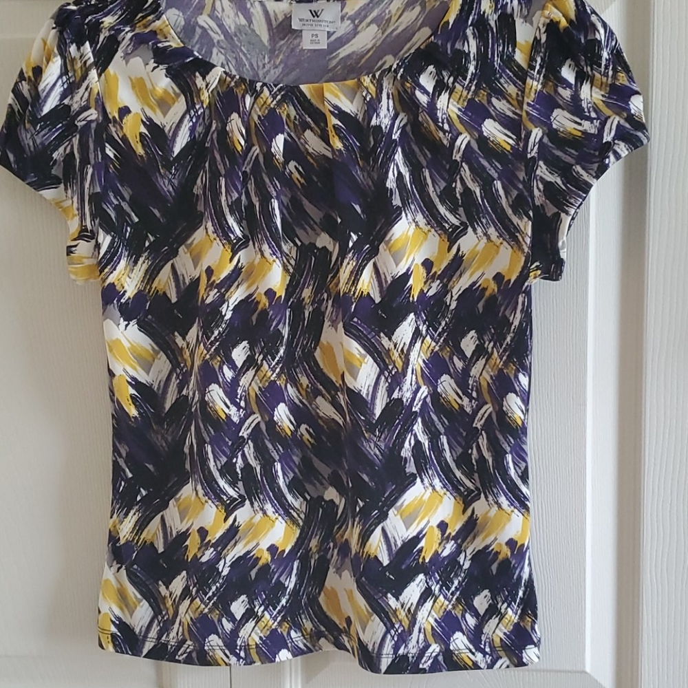 Worthington Blouse-purple and yellow